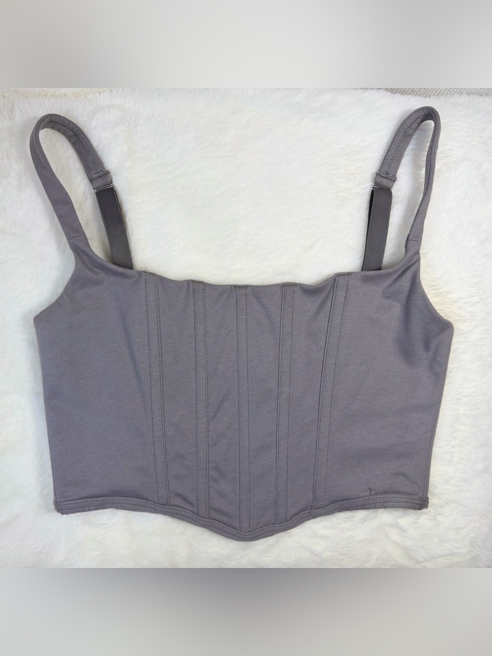 Skims Womens Size Medium Gray Cropped Corset Top Cotton Blend